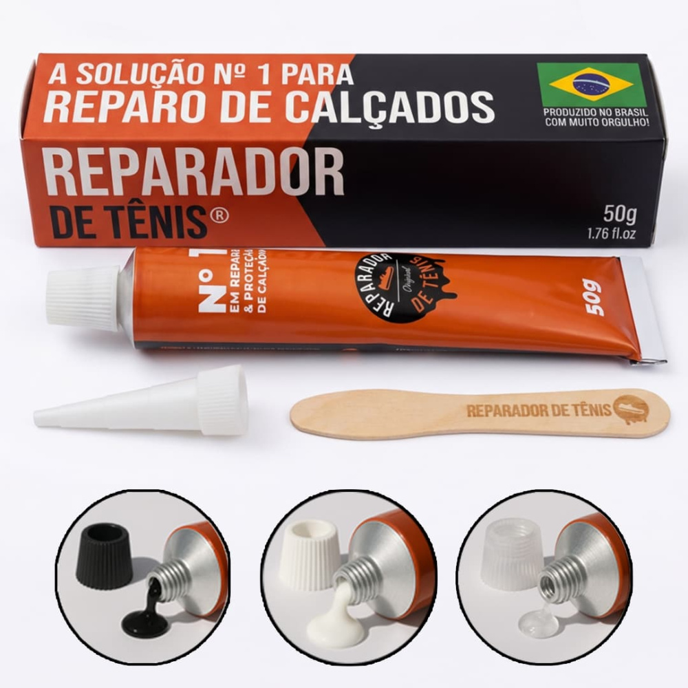 Reparador de Tênis 50g — bisnaga de cola e resina para consertar tênis em casa